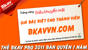 Khuyến mại Bkav Pro 2011 cho thành viên