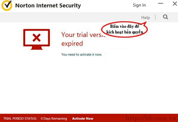 Cửa sổ phần mềm diệt virus Norton