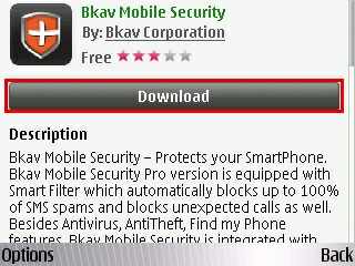 Bấm vào nút "Download" để cài tiến hành tải về và cài đặt Bkav Mobile Security