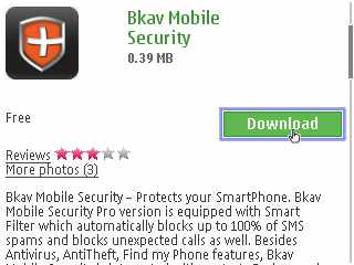 Bấm vào nút "Download" để bắt đầu tải Bkav Mobile Security