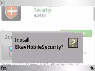 Xuất hiện thông báo "Install BkavMobileSecurity?", bạn hãy chọn “Yes” để bắt đầu cài đặt