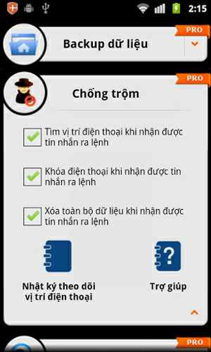 Tính năng chống mất trộm điện thoại của Bkav Mobile Security