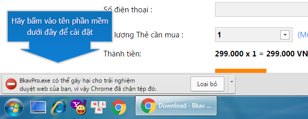 Chrome cảnh báo BkavPro.exe chứa chương trình độc hại