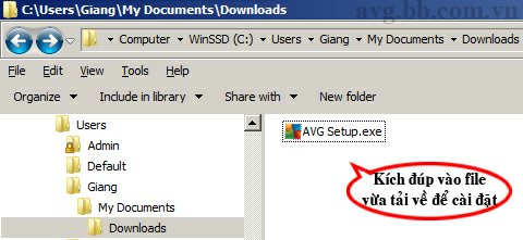 Chạy file vừa tải về để bắt đầu cài đặt AVG