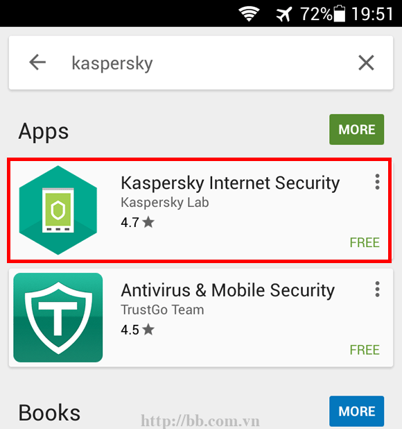 Bấm vào biểu tượng kính lúp phía trên cùng và gõ vào từ khóa "Kaspersky" để tìm kiếm