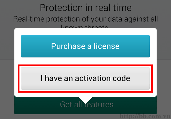 Chọn mục "I have an activation code"