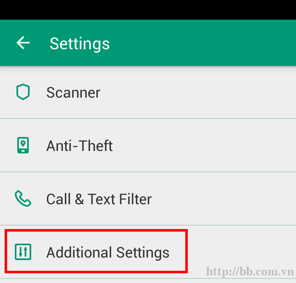 Tiếp theo, chọn mục "Additional Settings"