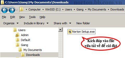 Chạy file vừa tải về để bắt đầu cài đặt Norton