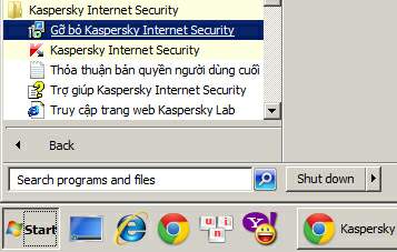 Gỡ bỏ Kaspersky từ Menu Start