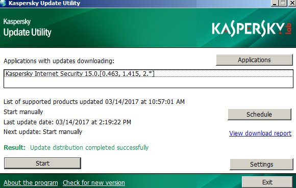 Tải về gói cập nhật Offline của Kaspersky đã hoàn thành