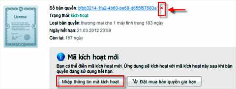 Bạn chọn "Nhập thông tin mã kích hoạt" rồi nhập vào mã bản quyền bạn mới mua